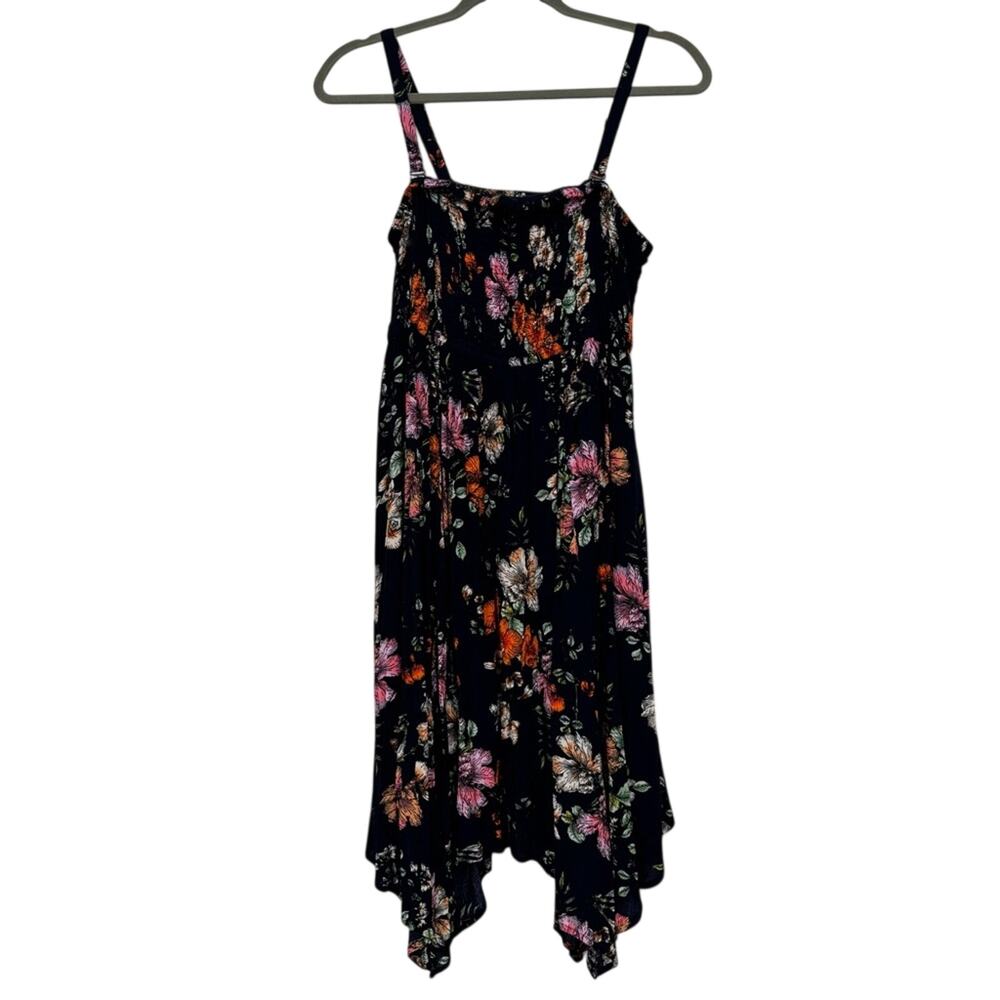 Torrid Blue Floral Boho Dress Womens 0X Sleeveless Asymmetrical Hem Summer Mini